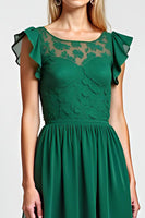 Load image into Gallery viewer, Scoop Dark Green Chiffon Long Mother of the Bride Dress