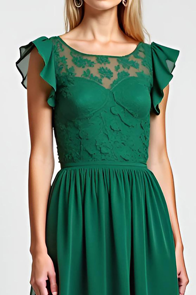 Load image into Gallery viewer, Scoop Dark Green Chiffon Long Mother of the Bride Dress