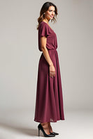 Load image into Gallery viewer, A Line Cabernet Chiffon Long Mother of the Bride Dress