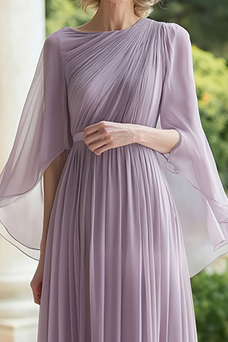 Load image into Gallery viewer, Chiffon Lilac Scoop Long Mother of the Bride Dress