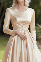 Load image into Gallery viewer, Champagne A Line Satin Knee-Length Mother of the Bride Dress