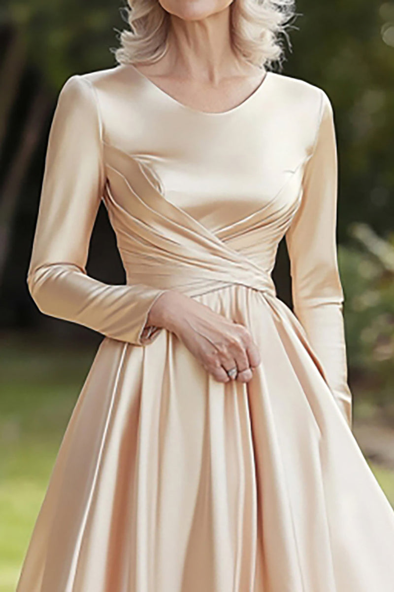 Load image into Gallery viewer, Champagne A Line Satin Knee-Length Mother of the Bride Dress