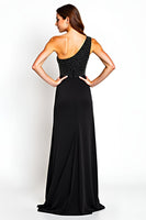 Load image into Gallery viewer, Black One Shoulder Beaded Long Mother of the Bride Dress