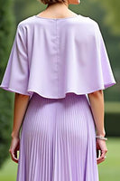 Load image into Gallery viewer, Lilac Cape Pleated Tea Length Mother of the Bride Dress