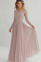 Load image into Gallery viewer, Dusty Rose Scoop A Line Mother of the Bride Dress with Sleeves