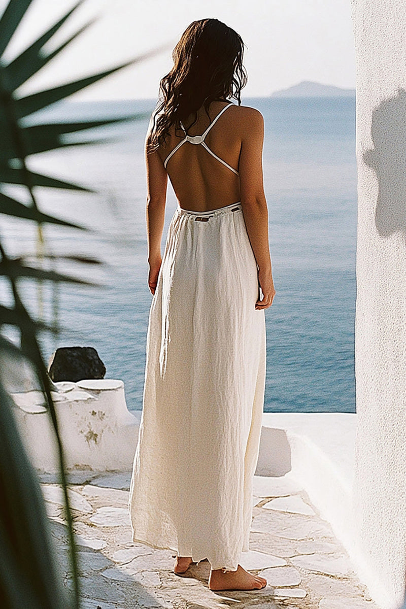 Load image into Gallery viewer, Boho 2-Piece White Sheath Deep V-Neck Engagement Dress