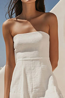 Load image into Gallery viewer, Strapless White A Line Mini Graduation Dress