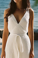 Load image into Gallery viewer, White Sheath V-Neck Floor Length Engagement Dress