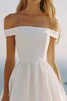 Load image into Gallery viewer, Off the Shoulder A Line Tea Length Graduation Dress