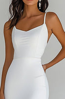 Load image into Gallery viewer, Chiffon Sheath White Spghetti Straps Engagement Dress