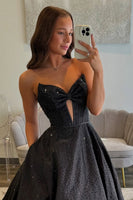 Load image into Gallery viewer, Princess Sparkly Black Beaded Ball Gown Long Prom Dress