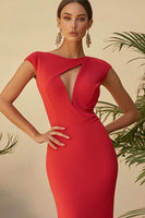 Load image into Gallery viewer, Red Scoop Sheath Long Formal Dress