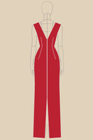 Load image into Gallery viewer, Red Sheath V-Neck Long Formal Dress