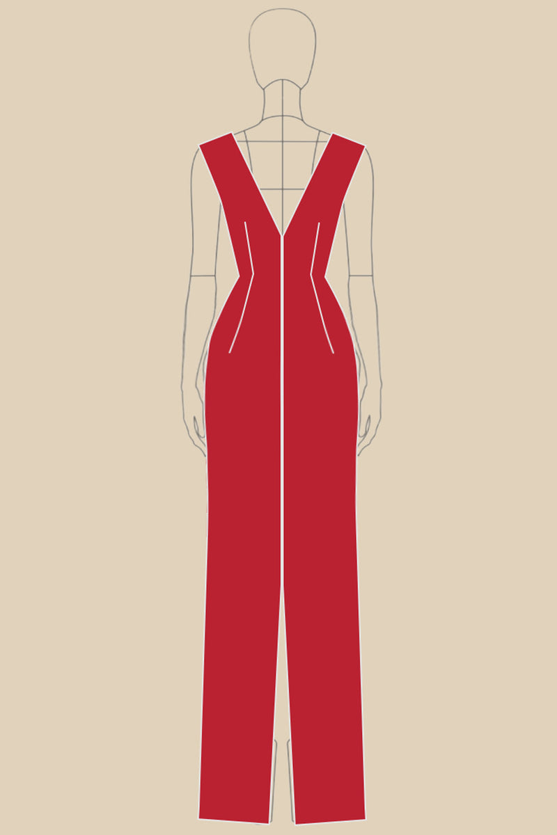 Load image into Gallery viewer, Red Sheath V-Neck Long Formal Dress