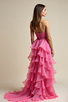 Load image into Gallery viewer, Ruffled Coral Tiered Sweetheart Long Prom Dress