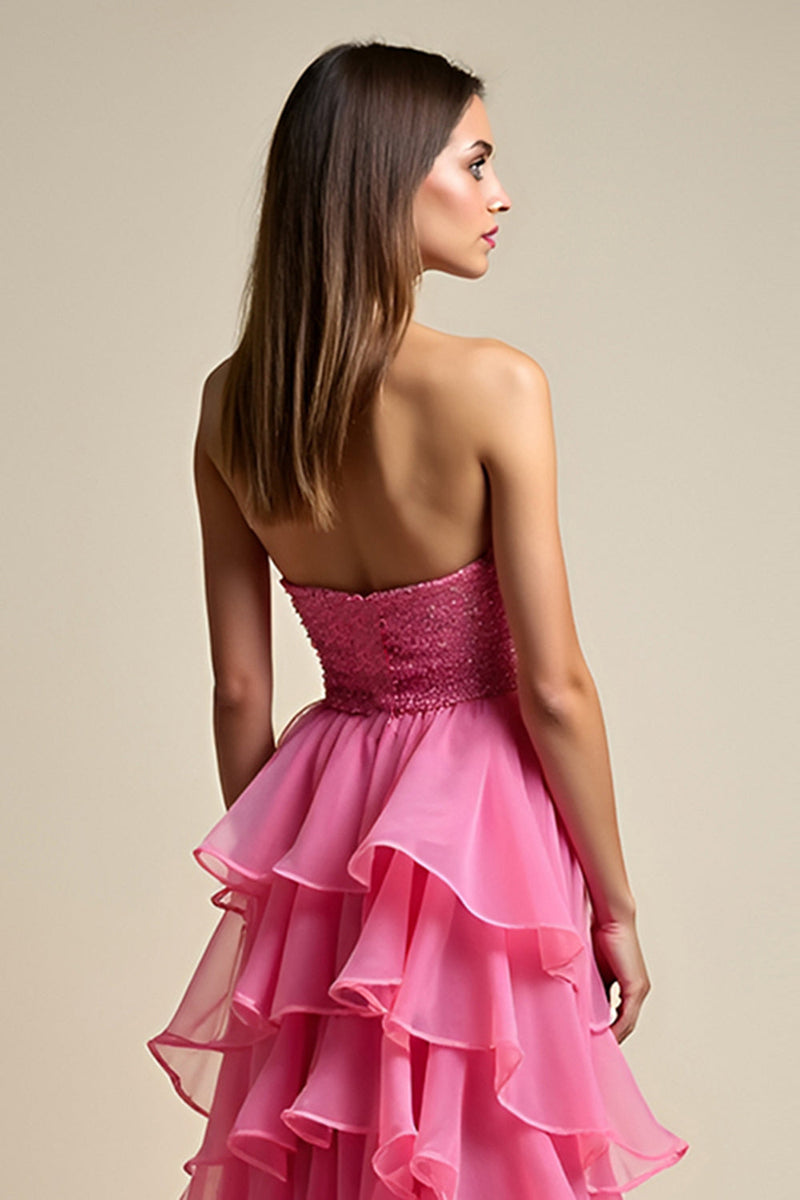Load image into Gallery viewer, Ruffled Coral Tiered Sweetheart Long Prom Dress