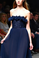 Load image into Gallery viewer, Sparkly Navy Strapless A Line Long Gala Dress with Ruffles