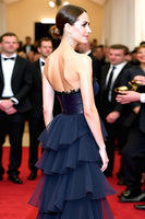 Load image into Gallery viewer, Navy A Line Tiered Strapless Long Gala Dress