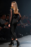 Load image into Gallery viewer, Scoop Black Column Gala Jumpsuit with Long Sleeves