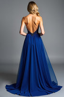 Load image into Gallery viewer, Royal Blue A Line Long Prom Dress with Beading