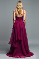 Load image into Gallery viewer, Dark Purple A Line Long Chiffon Wedding Guest Dress with Ruffles