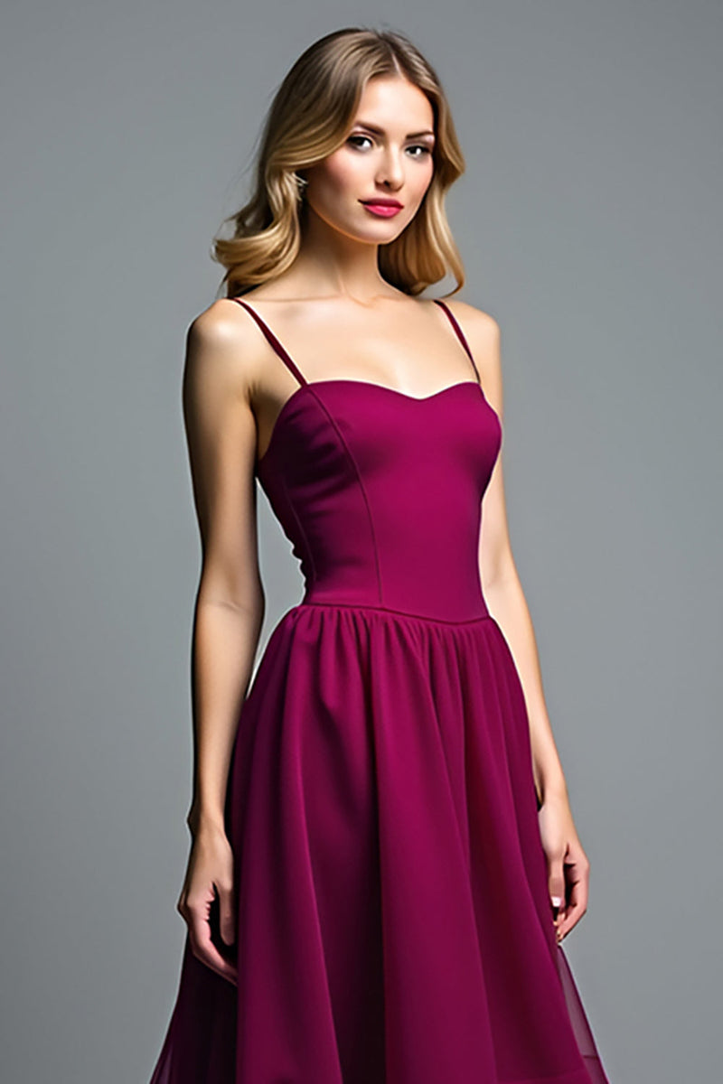 Load image into Gallery viewer, Dark Purple A Line Long Chiffon Wedding Guest Dress with Ruffles