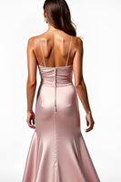 Load image into Gallery viewer, Dusty Rose Mermaid Long Satin Prom Dress with Slit