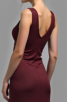 Load image into Gallery viewer, Cabernet V-Neck Sheath Long Satin Formal Dress