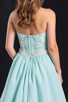 Load image into Gallery viewer, Mint A Line Satin Long Prom Dress with Appliques