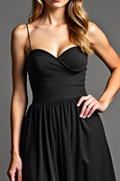 Load image into Gallery viewer, Black A Line Sweetheart Long Formal Dress