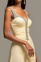 Load image into Gallery viewer, Daffodil Ruched Beaded Sweep Train Long Prom Dress