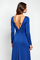 Load image into Gallery viewer, Sheath Royal Blue Long Sleeves Mother of the Bride Dress with 3D Flowers