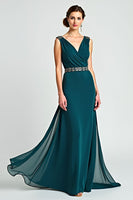 Load image into Gallery viewer, Peacock Chiffon A Line Long Mother of the Bride Dress