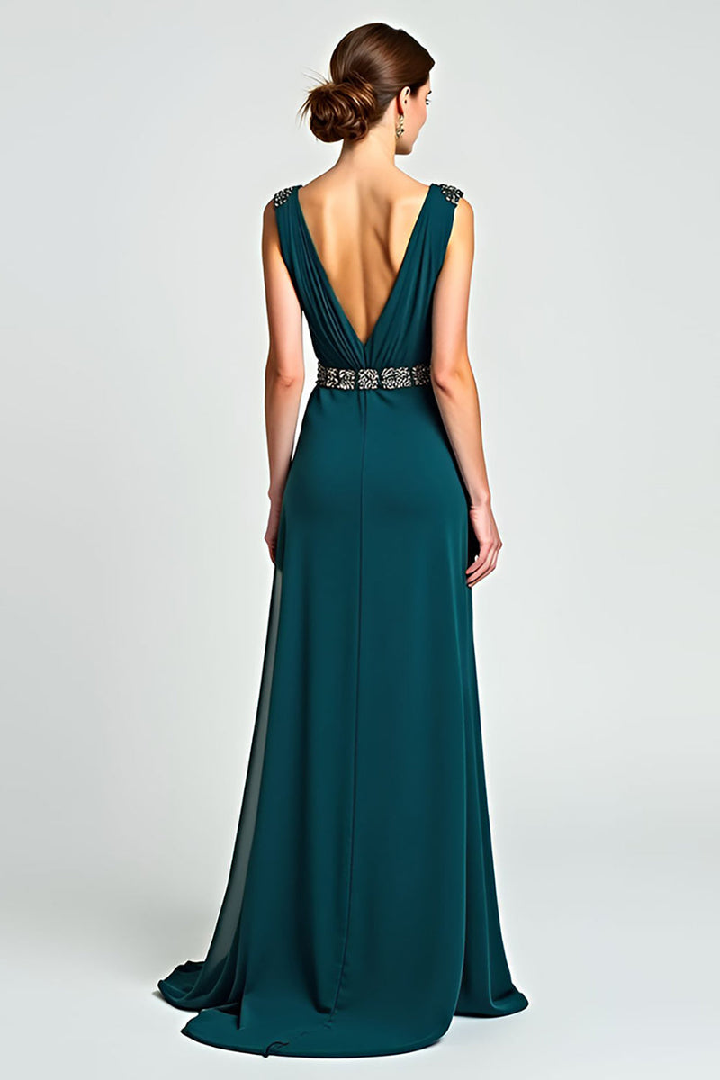 Load image into Gallery viewer, Peacock Chiffon A Line Long Mother of the Bride Dress