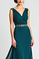 Load image into Gallery viewer, Peacock Chiffon A Line Long Mother of the Bride Dress