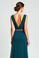 Load image into Gallery viewer, Peacock Chiffon A Line Long Mother of the Bride Dress