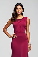 Load image into Gallery viewer, Burgundy Sheath Beaded Long Mother of the Bride Dress