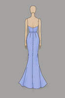 Load image into Gallery viewer, Sky Blue Strapless Satin Sheath Long Formal Dress