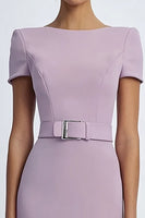 Load image into Gallery viewer, Lilac Simple Sheath Knee Length Crepe Formal Dress