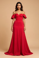 Load image into Gallery viewer, Sweetheart Red A Line Satin Long Formal Dress