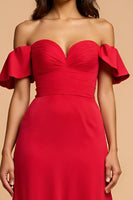Load image into Gallery viewer, Sweetheart Red A Line Satin Long Formal Dress