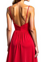 Load image into Gallery viewer, Spaghetti Straps Red Chiffon High-Low Formal Dress