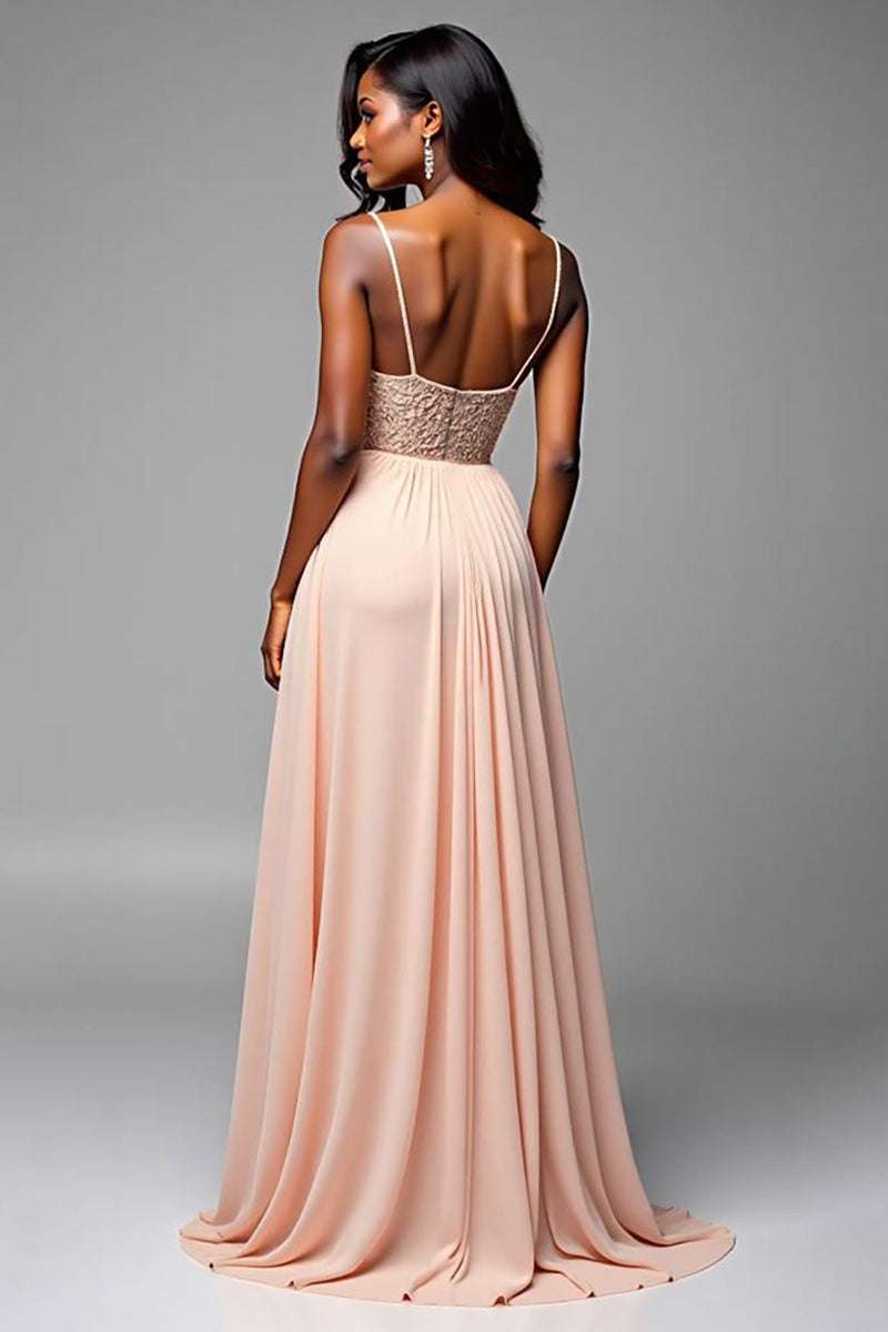 Load image into Gallery viewer, Champagne A Line Sweetheart Long Formal Dress