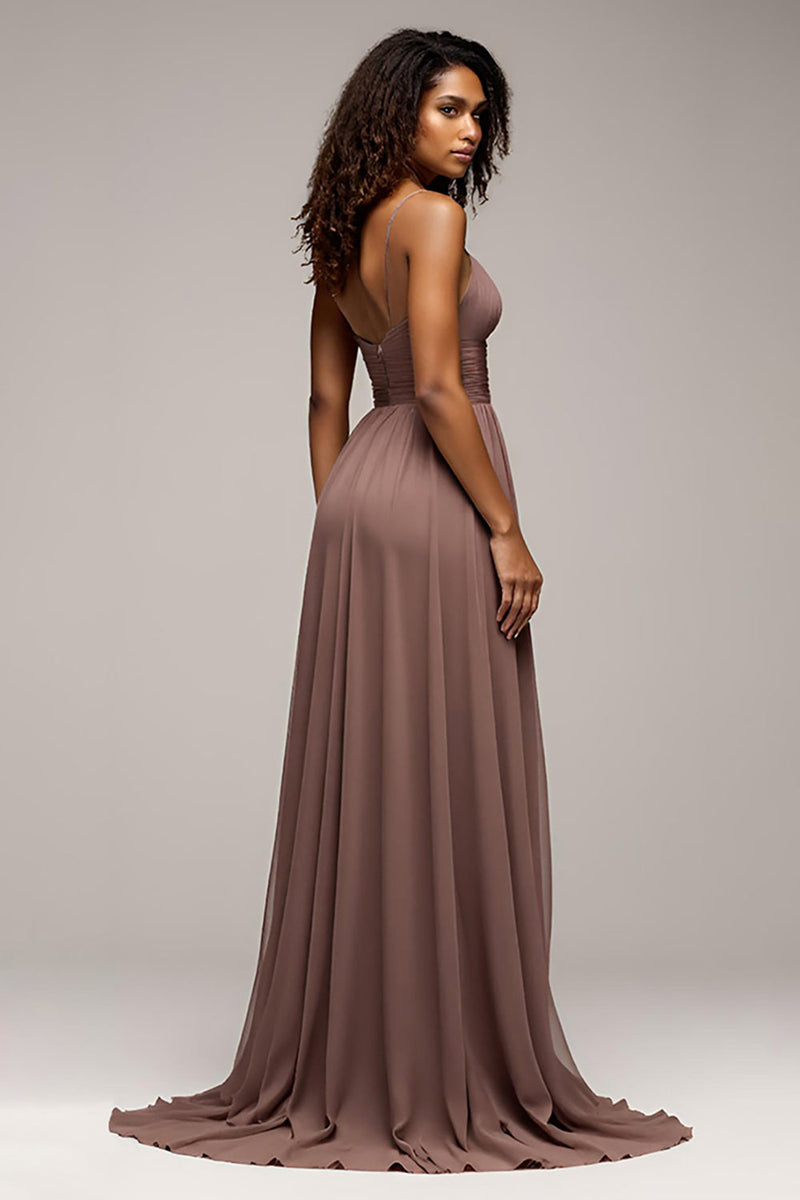 Load image into Gallery viewer, Chiffon Dusk Deep V-Neck Long Formal Dress with Slit