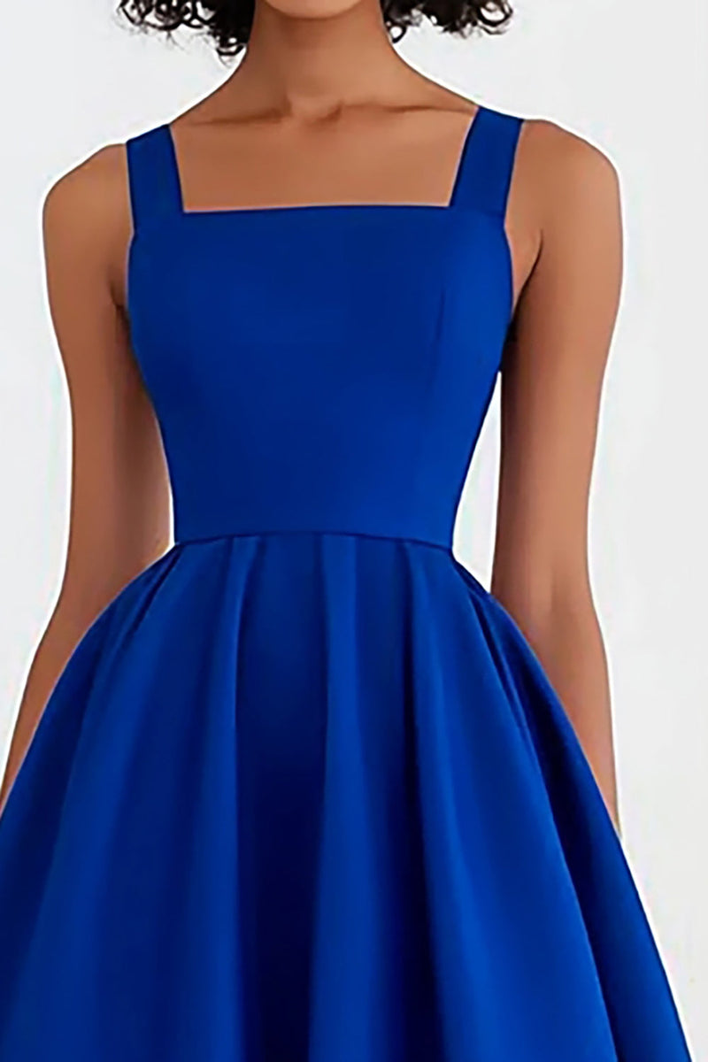 Load image into Gallery viewer, Royal Blue Square Neck A Line Long Formal Dress