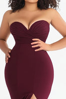 Load image into Gallery viewer, Burgundy Plus Size Mermaid Sweetheart Formal Dress with Slit