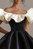 Load image into Gallery viewer, A Line Ivory Ruched Short Little Black Dress