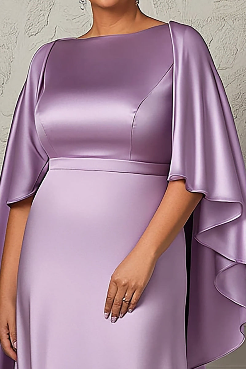 Load image into Gallery viewer, Lilac Sheath Satin Long Plus Size Mother of the Bride Dress