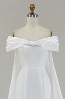 Load image into Gallery viewer, Ivory Bow Front Satin Mermaid Maxi Wedding Ceremony Dress with Cape
