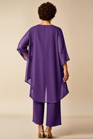 Load image into Gallery viewer, Peacock Chiffon Asymmetrical Jumpsuit Mother of the Bride Dress